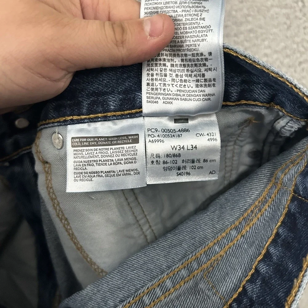 Levis Jeans Mens 34x34 Blue Denim 505 Straight American Work Wear Medium Wash